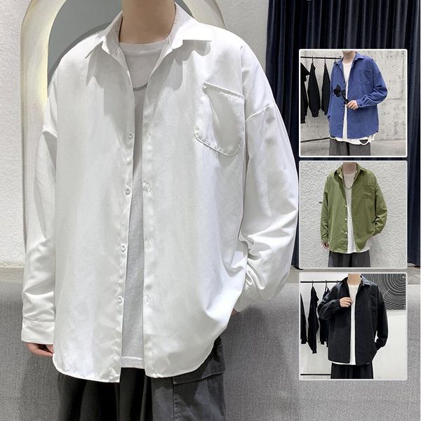men's casual shirts male monochrome shirt, tall and wide, large pockets, korean style, spring 2021 collection, White;black
men's casual shirts male monochrome shirt, tall and wide, large pockets, korean style, spring 2021 collection, White;black