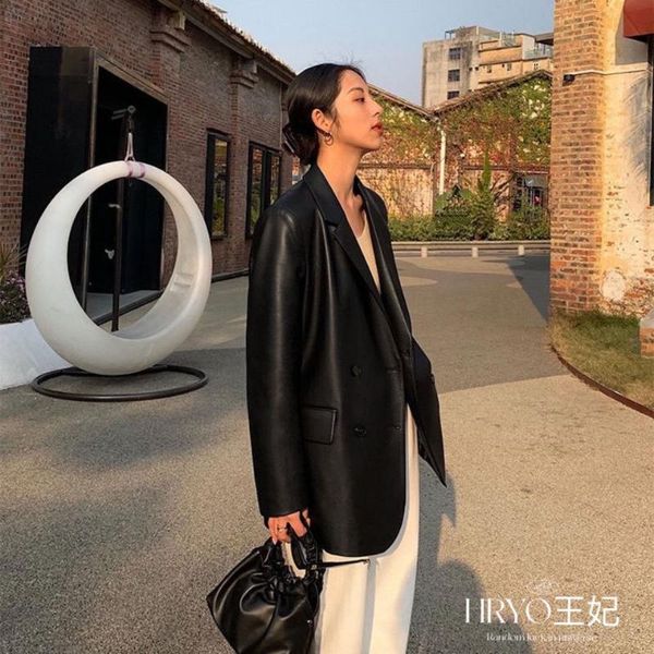 women's suits & blazers autumn winter women fashion pu leather blazer for jacket vintage coat casual outwear, White;black
women's suits & blazers autumn winter women fashion pu leather blazer for jacket vintage coat casual outwear, White;black