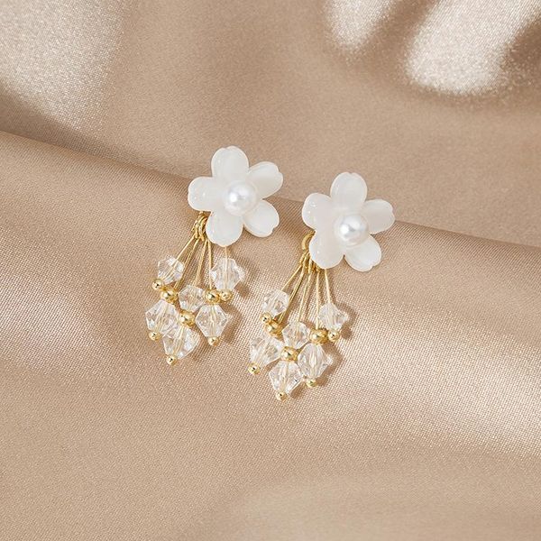 elegant white shell flower long tassel earrings for women gold color metal clear crystal floral drop wedding jewelry dangle & chandelier, Silver
elegant white shell flower long tassel earrings for women gold color metal clear crystal floral drop wedding jewelry dangle & chandelier, Silver