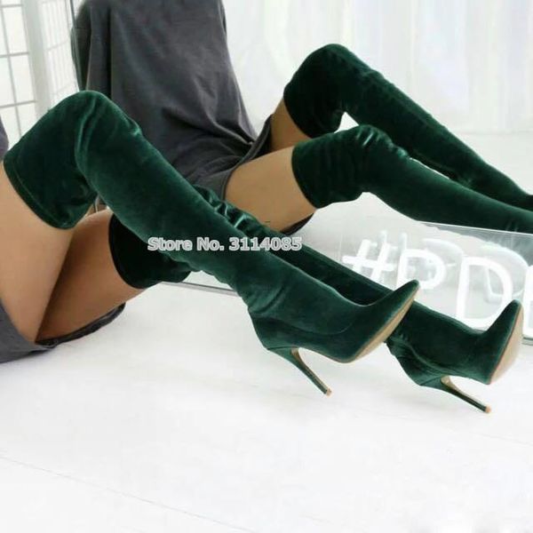 boots year women dark green velvet over the knee high pointed toe luxurious stiletto heels thigh dress shoes, Black
boots year women dark green velvet over the knee high pointed toe luxurious stiletto heels thigh dress shoes, Black