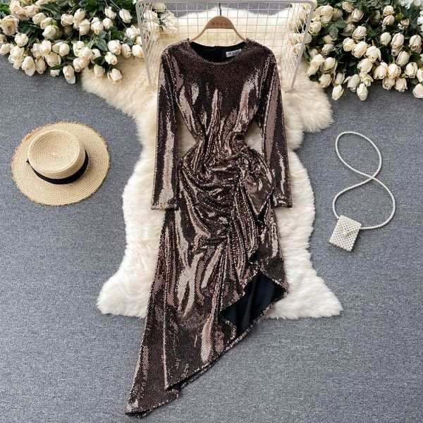 casual dresses singreiny women design shiny sequins dress long sleeve o neck ruffles a-line autumn korean fashion irregular midi, Black;gray
casual dresses singreiny women design shiny sequins dress long sleeve o neck ruffles a-line autumn korean fashion irregular midi, Black;gray