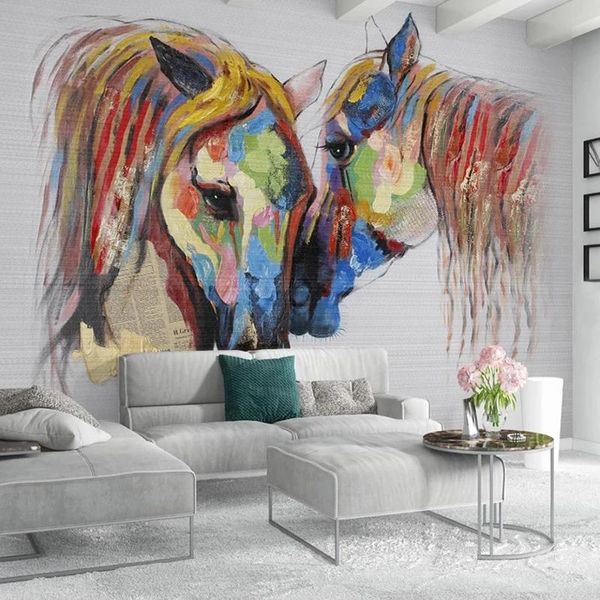 custom po self adhesive wallpaper 3d hand painted colorful horse oil painting mural living room sofa bedroom tv wall decor wallpapers
custom po self adhesive wallpaper 3d hand painted colorful horse oil painting mural living room sofa bedroom tv wall decor wallpapers