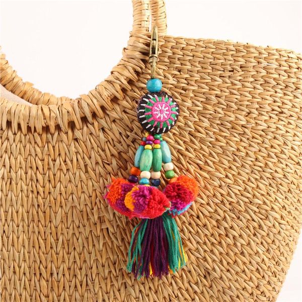 bohemia wooden beaded keychain fashion long tassel pompom charm pendant keychains for women straw beach bag, Silver
bohemia wooden beaded keychain fashion long tassel pompom charm pendant keychains for women straw beach bag, Silver