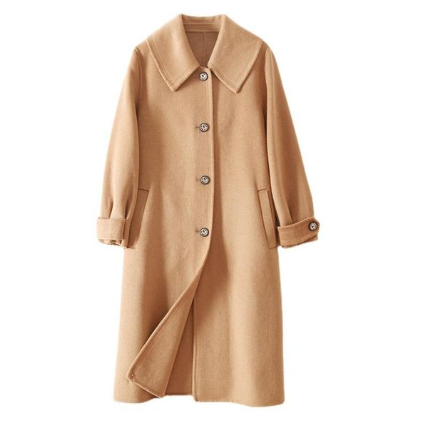 women's wool & blends shuchan 2021 autumn winter coat single breasted loose office lady a-line turn-down collar fall clothes for women, Black
women's wool & blends shuchan 2021 autumn winter coat single breasted loose office lady a-line turn-down collar fall clothes for women, Black