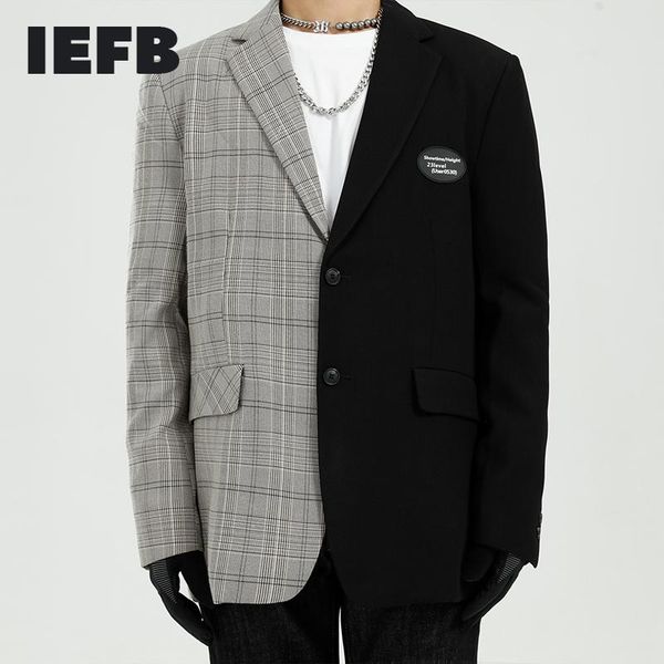 men's vintage blazers 2021 korean fashion contrast color plaid patchwork suit coat design loose casual mens clothing suits, White;black
men's vintage blazers 2021 korean fashion contrast color plaid patchwork suit coat design loose casual mens clothing suits, White;black