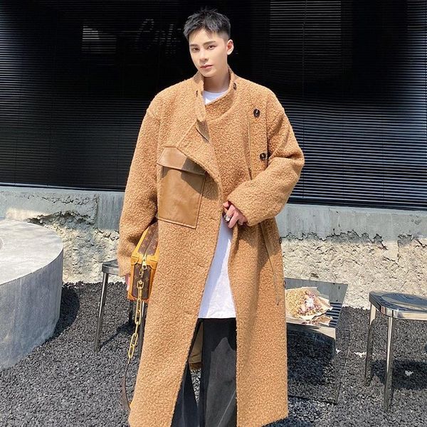 men's wool & blends woolen coat winter korean style high sense stand collar knee length handsome windbreaker, Black
men's wool & blends woolen coat winter korean style high sense stand collar knee length handsome windbreaker, Black