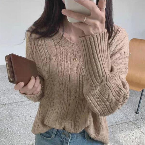 women's sweaters peonfly fashion 2021 autumn winter knitwear clothes v neck solid knitted pullovers korean casual loose jumper, White;black
women's sweaters peonfly fashion 2021 autumn winter knitwear clothes v neck solid knitted pullovers korean casual loose jumper, White;black