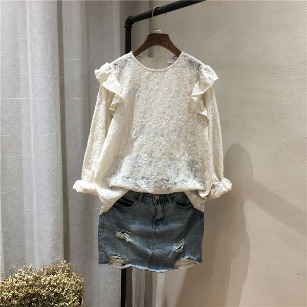 women's blouses & shirts royal ruffles patchwork embroidery lace shirt sweet lolita ec9s, White
women's blouses & shirts royal ruffles patchwork embroidery lace shirt sweet lolita ec9s, White