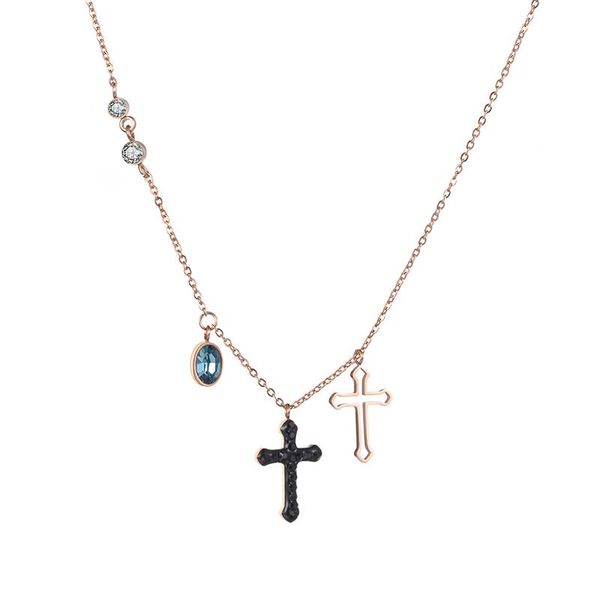 pendant necklaces stainless steel jewelry hollow out & black crystals corss necklace rose gold color chain year gift n18271, Silver
pendant necklaces stainless steel jewelry hollow out & black crystals corss necklace rose gold color chain year gift n18271, Silver