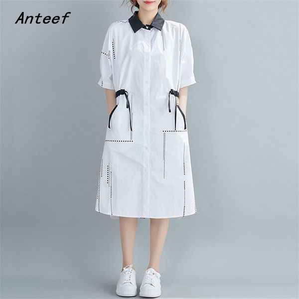 short sleeve plus size vintage dresses for women casual loose midi woman summer shirt dress elegant clothes sundress 210517, Black;gray
short sleeve plus size vintage dresses for women casual loose midi woman summer shirt dress elegant clothes sundress 210517, Black;gray