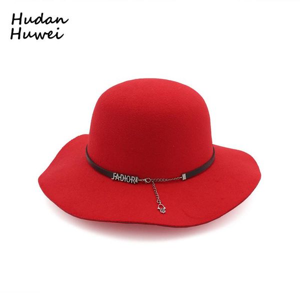 stingy brim hats autumn winter women wool felt fedoras hat with belt chain fashion lady wide trilby dome cap sun 6 colors, Blue;gray
stingy brim hats autumn winter women wool felt fedoras hat with belt chain fashion lady wide trilby dome cap sun 6 colors, Blue;gray