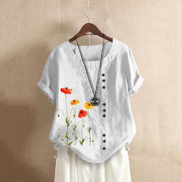 women's blouses & shirts womens and floral print loose button tunic boho clothing elegant blouse o-neck cotton linen blusa feminina, White
women's blouses & shirts womens and floral print loose button tunic boho clothing elegant blouse o-neck cotton linen blusa feminina, White