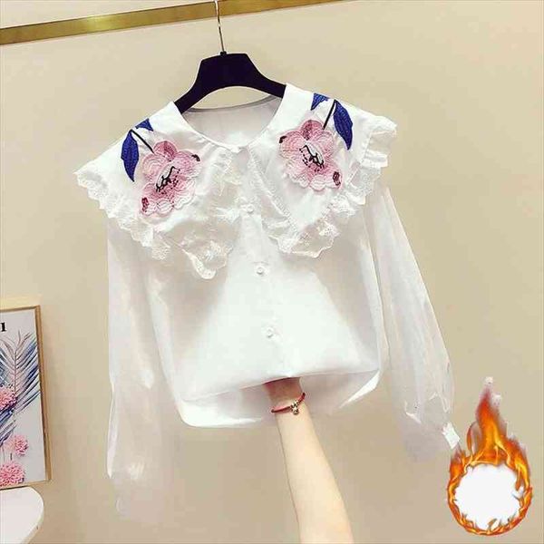 autumn embroidered flower lace women blouses long sleeve turn down doll collar casual shirt blusas mujer de moda, White
autumn embroidered flower lace women blouses long sleeve turn down doll collar casual shirt blusas mujer de moda, White