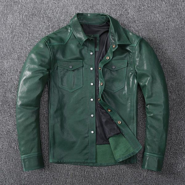 green ,fashion tanning sheepskin shirt.quality young genuine jacket.soft slim leather shirt. men's & faux, Black
green ,fashion tanning sheepskin shirt.quality young genuine jacket.soft slim leather shirt. men's & faux, Black