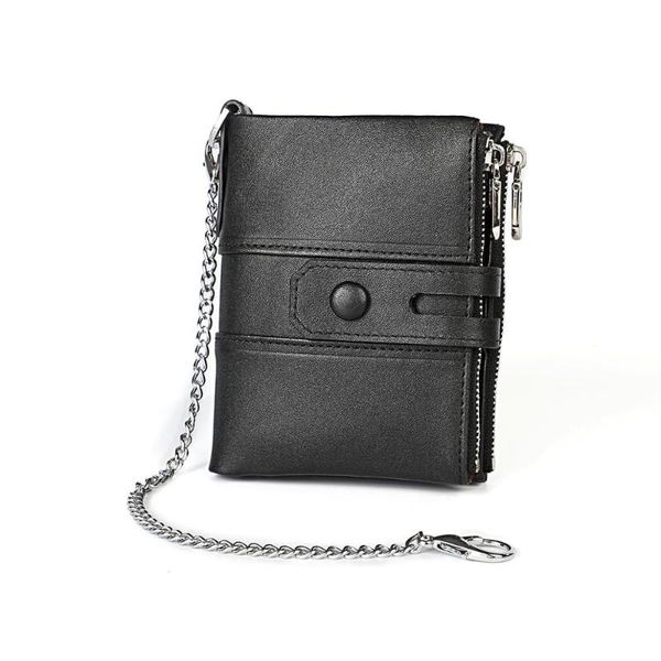 wallets genuine leather men wallet vintage cowskin coin purse zipper hasp pocket slim short card holder small with chain, Red;black
wallets genuine leather men wallet vintage cowskin coin purse zipper hasp pocket slim short card holder small with chain, Red;black