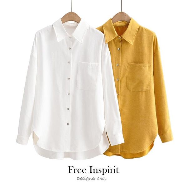 women's blouses & shirts deerskin blouse casual style solid color turn-down collar full sleeve pockets single breasted loose straight, White
women's blouses & shirts deerskin blouse casual style solid color turn-down collar full sleeve pockets single breasted loose straight, White