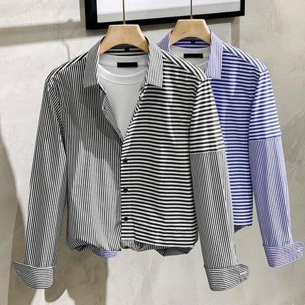 men's casual shirts 2021 autumn striped shirt long sleeve slim fit non iron business office dress formal harajuku korean, White;black
men's casual shirts 2021 autumn striped shirt long sleeve slim fit non iron business office dress formal harajuku korean, White;black