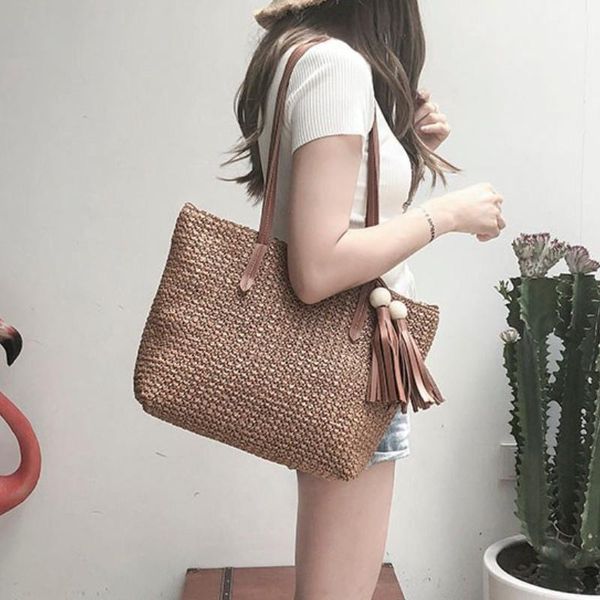 canvas women's bag large capacity shopper woven tassel shoulder fashion tote bags for women solid handbags c370 cross body
canvas women's bag large capacity shopper woven tassel shoulder fashion tote bags for women solid handbags c370 cross body