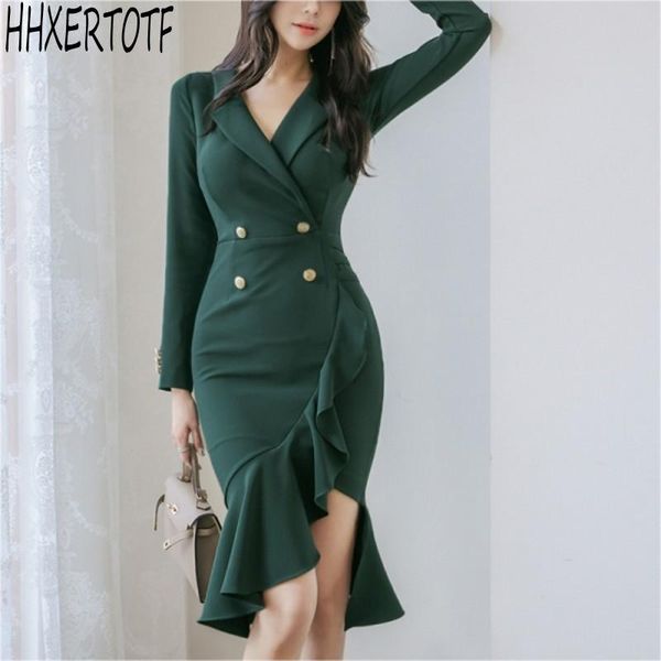 casual dresses 2021 autumn winter elegant women ruffles v neck pencil dress slim sheath bodycon, Black;gray
casual dresses 2021 autumn winter elegant women ruffles v neck pencil dress slim sheath bodycon, Black;gray