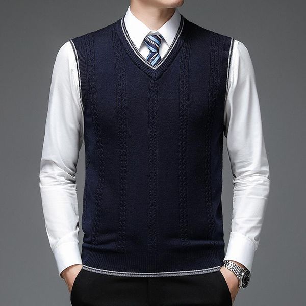 men's vests solid 2021 wool 6% autum pullover brand sweater v neck knit vest hombre men sleeveless casual mens clothing, Black;white
men's vests solid 2021 wool 6% autum pullover brand sweater v neck knit vest hombre men sleeveless casual mens clothing, Black;white