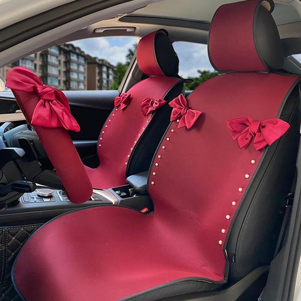 seat cushions luxury full set wine red car interior cover breathable ice silk fabrics cushion with bowknot decoration
seat cushions luxury full set wine red car interior cover breathable ice silk fabrics cushion with bowknot decoration