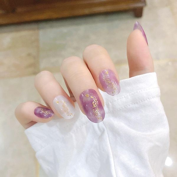 false nails 24pcs press on nail giltter short round head purple and white gold foil blooming stickers finished full cover, Red;gold
false nails 24pcs press on nail giltter short round head purple and white gold foil blooming stickers finished full cover, Red;gold