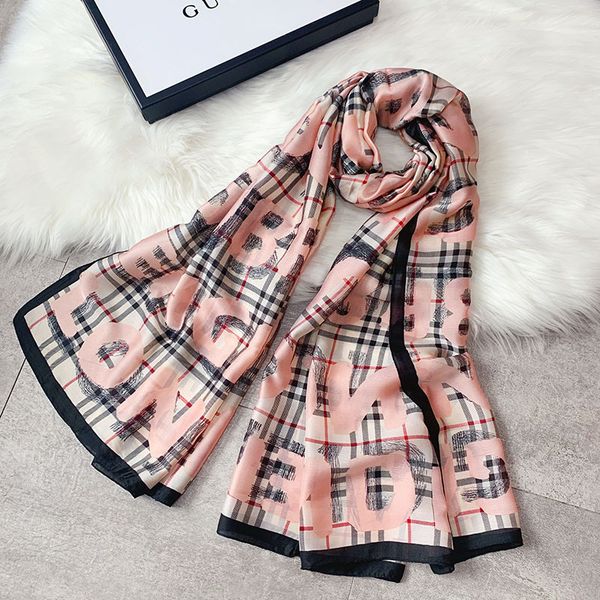 spring and summer women's imitation letter long check print sunscreen silkworm scarf versatile shawl, Black;purple
spring and summer women's imitation letter long check print sunscreen silkworm scarf versatile shawl, Black;purple