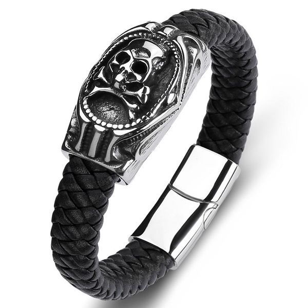 charm bracelets fashion braided handmade bracelet men punk jewelry accessories skull leather bangles stainless steel magnet clasp wristband, Golden;silver
charm bracelets fashion braided handmade bracelet men punk jewelry accessories skull leather bangles stainless steel magnet clasp wristband, Golden;silver
