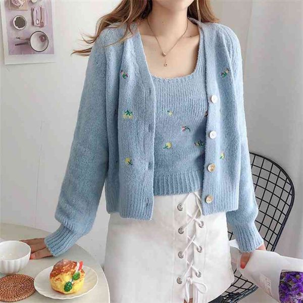 autumn knitted flower embroidered sweater cardigan two-piece women's korean-style slim temperament set 210529, White
autumn knitted flower embroidered sweater cardigan two-piece women's korean-style slim temperament set 210529, White