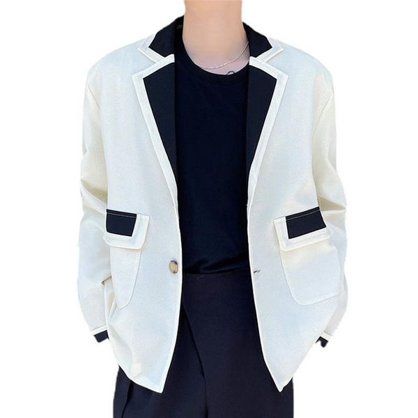 men's suits & blazers men vintage fashion loose casual short suit coat blazer man korean streetwear office jacket, White;black
men's suits & blazers men vintage fashion loose casual short suit coat blazer man korean streetwear office jacket, White;black