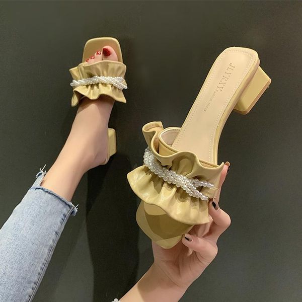 slippers string bead female shoes womens outdoor luxury slides med square heel heeled mules 2021 designer block high summer fash, Black
slippers string bead female shoes womens outdoor luxury slides med square heel heeled mules 2021 designer block high summer fash, Black