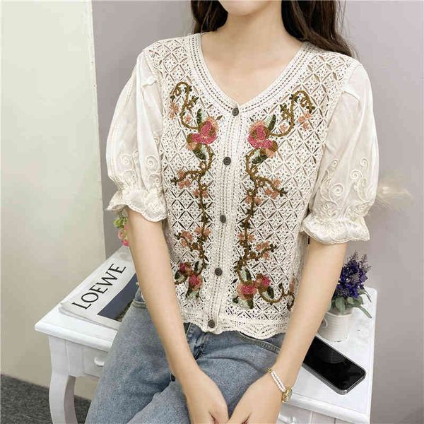 korean design v-neck hollow out embroidered puff sleeve knitting sweater for women sweet splicing chiffon sleeve female 210515, White
korean design v-neck hollow out embroidered puff sleeve knitting sweater for women sweet splicing chiffon sleeve female 210515, White
