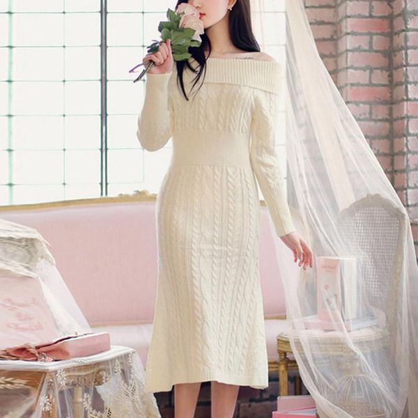 casual dresses women kintted winter fashion off the shoulder long sleeve slash neck twist midi dress elegant thick sweater, Black;gray
casual dresses women kintted winter fashion off the shoulder long sleeve slash neck twist midi dress elegant thick sweater, Black;gray