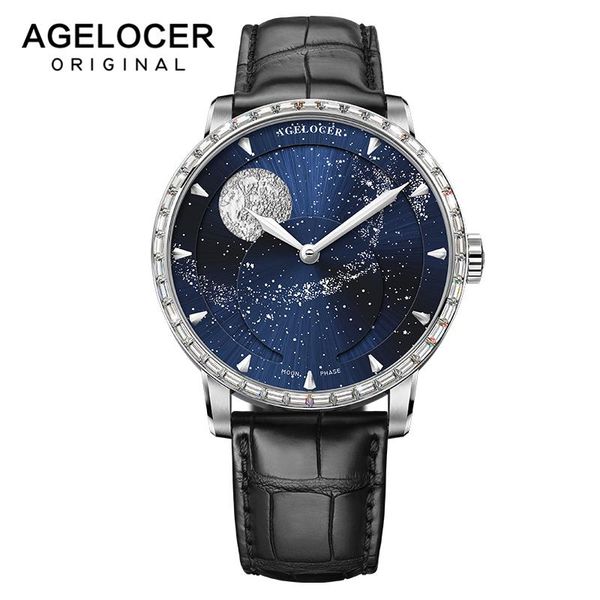 wristwatches agelocer men mechanical moonphase automatic watch blue clock genuine leather waterproof for, Slivery;brown
wristwatches agelocer men mechanical moonphase automatic watch blue clock genuine leather waterproof for, Slivery;brown