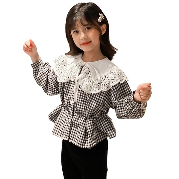 girls blouse plaid pattern kids for lace children's autumn school uniform 210528, White;black
girls blouse plaid pattern kids for lace children's autumn school uniform 210528, White;black
