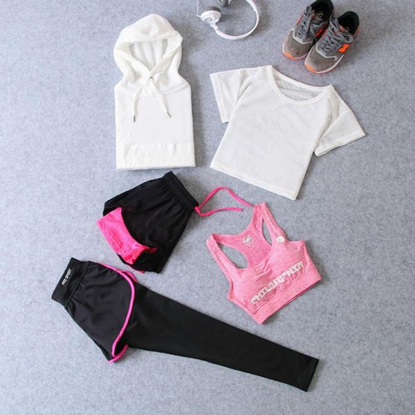 quick- dry hooded coat+t shirt+bra+short+high waist pants 5 pcs gym women sport seamless yoga set workout clothes for outfits, White;red
quick- dry hooded coat+t shirt+bra+short+high waist pants 5 pcs gym women sport seamless yoga set workout clothes for outfits, White;red