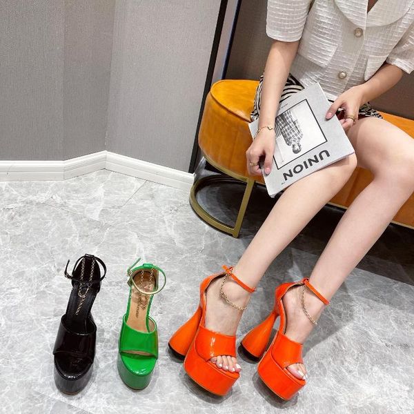 sandals 2021 pu word buckle rubber sole wine glass heel fashion women's shoes metal chain high bag star style, Black
sandals 2021 pu word buckle rubber sole wine glass heel fashion women's shoes metal chain high bag star style, Black