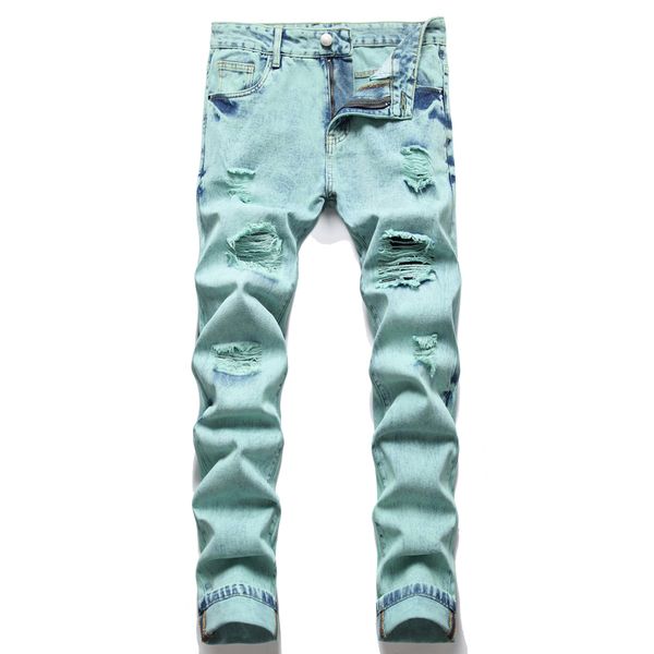 men's washed slim fit light green jeans fashion straight leg distressed destroyed biker casual denim pants big size begar hip hop trous, Blue
men's washed slim fit light green jeans fashion straight leg distressed destroyed biker casual denim pants big size begar hip hop trous, Blue