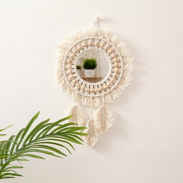 mirrors woven hanging wall mirror boho macrame leaf pendant art decoration for apartment living room bedroom baby nursery
mirrors woven hanging wall mirror boho macrame leaf pendant art decoration for apartment living room bedroom baby nursery