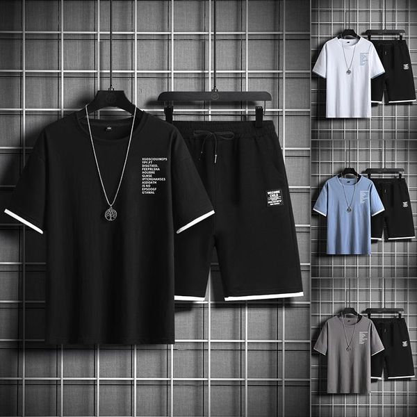 men's tracksuits 2021 mens two piece set summer clothing cotton casual sweat suits fashion priting male sportswear jogging suit 5xl, Gray 
men's tracksuits 2021 mens two piece set summer clothing cotton casual sweat suits fashion priting male sportswear jogging suit 5xl, Gray