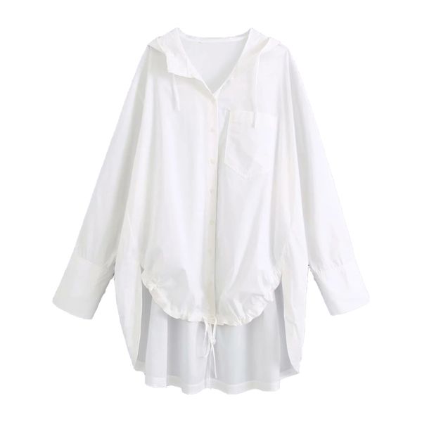 women blouse poplin hood loose-fitting high collar long sleeves shirt femme mujer 210420, White
women blouse poplin hood loose-fitting high collar long sleeves shirt femme mujer 210420, White
