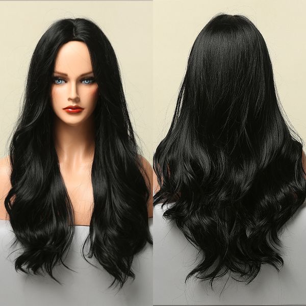 dark black natural long wave synthetic hair wigs middle part heat resistant wigs for afro american women daily cosplay party use
dark black natural long wave synthetic hair wigs middle part heat resistant wigs for afro american women daily cosplay party use