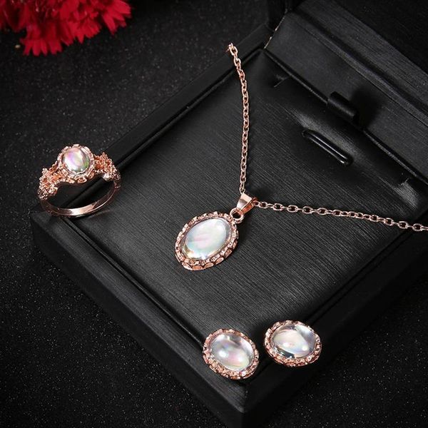 earrings & necklace trendy opal jewelry sets for women rose sweet color pendant necklaces ring set wedding gifts, Silver
earrings & necklace trendy opal jewelry sets for women rose sweet color pendant necklaces ring set wedding gifts, Silver
