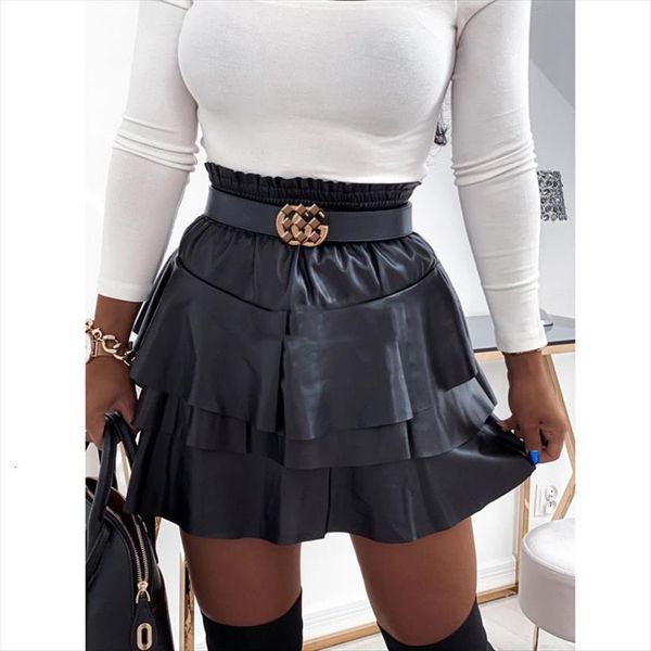 pu leather solid color womens skirt high waist elastic band cascading lotus lace lady loose a line mini party, Black
pu leather solid color womens skirt high waist elastic band cascading lotus lace lady loose a line mini party, Black
