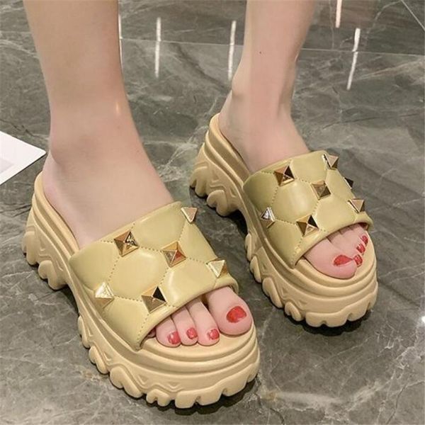 slippers summer rivet rhombic leather flat beach women muffin thick bottom one word flop open toe soft outdoor vacation sandals, Black
slippers summer rivet rhombic leather flat beach women muffin thick bottom one word flop open toe soft outdoor vacation sandals, Black