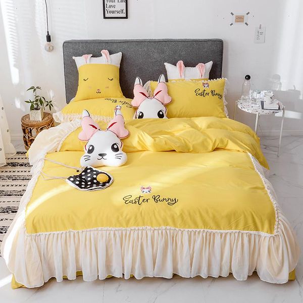 bedding sets yellow white pink gray cartoon embroidery 100% cotton princess set lace duvet cover bed pillowcases sheet/linen
bedding sets yellow white pink gray cartoon embroidery 100% cotton princess set lace duvet cover bed pillowcases sheet/linen