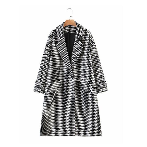 women's wool & blends xikom 2021 women fashion houndstooth plaid coat vintage female single button long sleeve ladies streetwear casual, Black
women's wool & blends xikom 2021 women fashion houndstooth plaid coat vintage female single button long sleeve ladies streetwear casual, Black