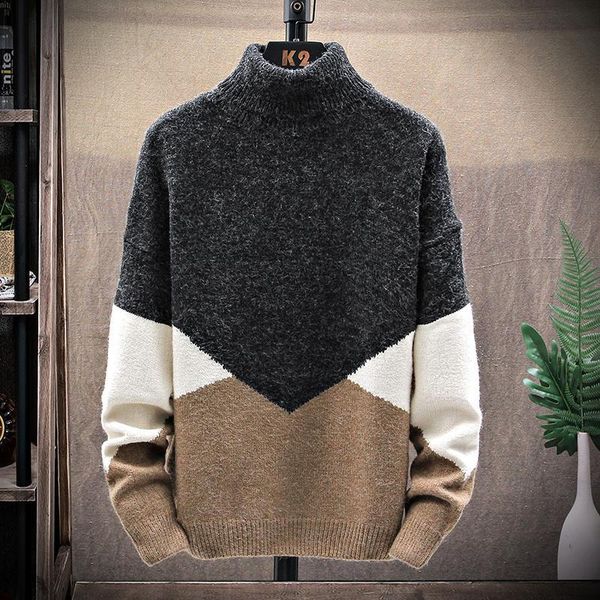men's sweaters s turtleneck winter patchwork jumper high neck harajuku fashion korean style black ch6q, White;black
men's sweaters s turtleneck winter patchwork jumper high neck harajuku fashion korean style black ch6q, White;black