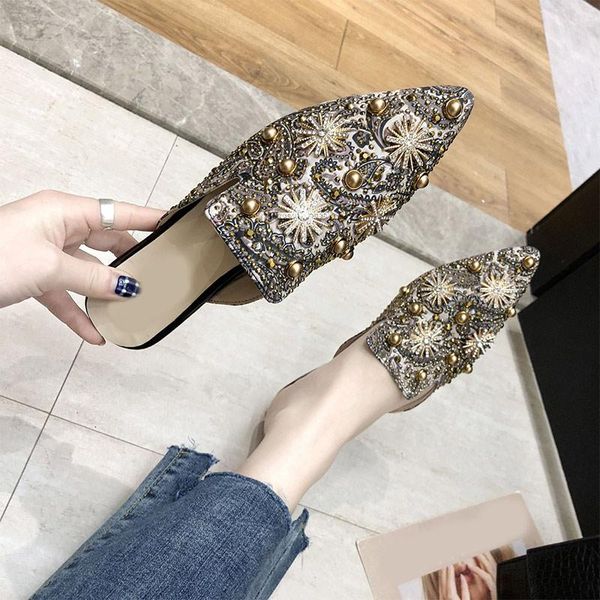 slippers summer women pointed toe woman shoes fashion rhinestone bling slip on ladies printing flat footwear, Black
slippers summer women pointed toe woman shoes fashion rhinestone bling slip on ladies printing flat footwear, Black