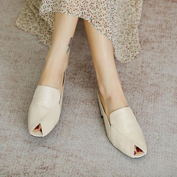 slippers korean version simple fish mouth lazy women's leather low heel casual sandals fashion, Black
slippers korean version simple fish mouth lazy women's leather low heel casual sandals fashion, Black